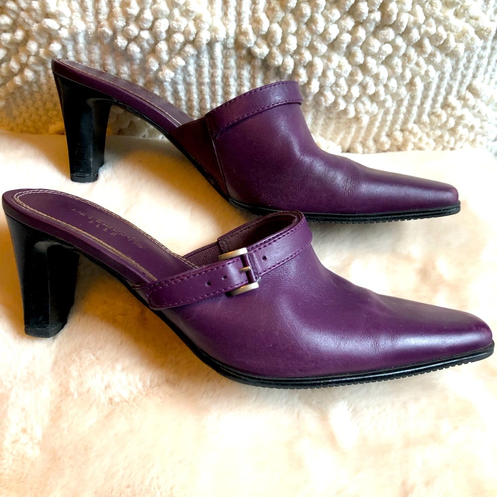 **LAST CHANCE - Liz Claiborne Almira Purple Leather Mule Heels